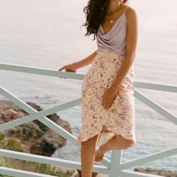 NWOT Anthropologie Sky Floral Ruffle skirt size 14 - Picture 1 of 8